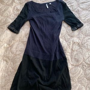 Black & Navy Blue Midi Dress